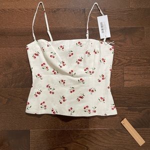 Reformation Overland Linen Top - Cherry Pit, Size 2